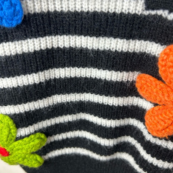 BiBi Sweater Vest Women’s L Black/White Striped Flower Patch‎ Cottagecore BOHO - Picture 7 of 16